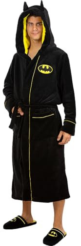 Funidelia Offizieller Batman Bademantel für Herren mit Kapuze, Dunkler Ritter Bademantel für Erwachsene zum Verschenken zu Weihnachten und Geburtstagen, Karneval, Party Kostüme - Größe L-XL