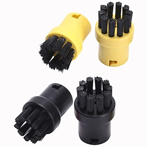 HUAYUWA Lot de 4 brosses rondes de rechange pour nettoyeur vapeur Karcher SC1 SC2 SC3 SC4 SC5 (jaune + noir)