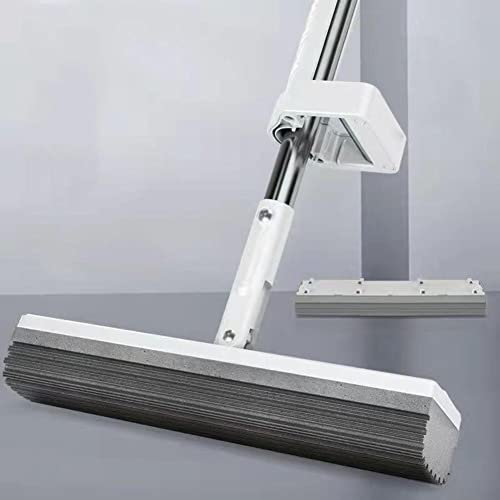 JINYISI Mop, scopa in spugna, per pavimenti, facile da spremere, per pavimenti in legno, per la pulizia, da cucina, con 1 testina in spugna super assorbente Bianco