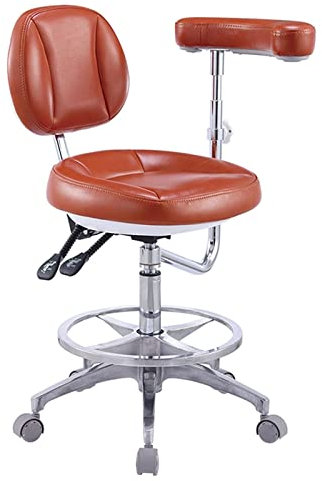 GUNEL Drehhocker Rollhocker Stuhl Arztstuhl Dental Verstellbarer Arzthocker Assistenzstuhl mit 360 Grad drehbarer Armlehne, Drehsitzstuhl höhenverstellbar