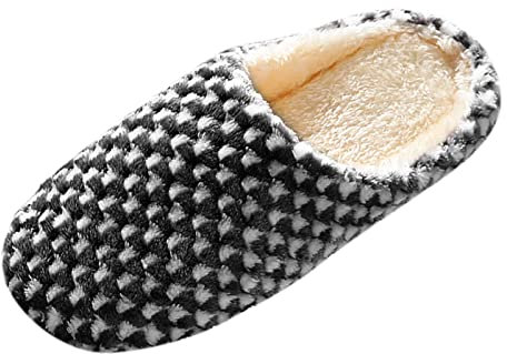 Hausschuhe Damen Winter Warm Rutschfeste Slippers Damen Plüsch Rutschfeste Hausschuhe Winter Gefüttert Weiche Kuschelig Slippers Winterhausschuhe Pantoletten Flache Plüsch Filzpantoffeln Hüttenschuhe