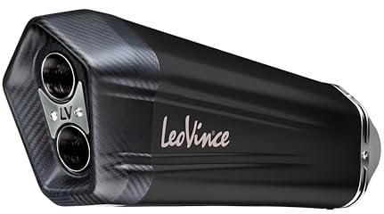 Endschalldämpfer/Auspuffanlage LeoVince SLIP-ON SBK LV-12 Black Edition, Edelstahl schwarz, Carbon Kappe, mit Zulassung für Honda CRF 1100 L Africa Twin/Adventure Sport/DCT