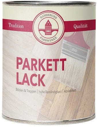 Bamberger Farbwerke Profi Parkettlack Treppenlack Klarlack Fußbodenlack (Matt / Glänzend) (Seidenmatt, 750ml)
