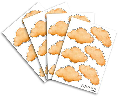 funlife 24 Stück Wandaufkleber für Kinderzimmer Babyzimmer, selbstklebend PVC-Wandtattoo Wandsticker, Boho-Stil-Stickers wasserdicht Wandbild für Mädchen Junge, 29x21cm, Orange Wolken