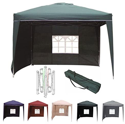 Mojawo Easy Build Pop Up Aluminium Falt - Pavillon Partyzelt Gartenpavillon inkl. 2 Seitenteile vers. Farben, Farben:Rot