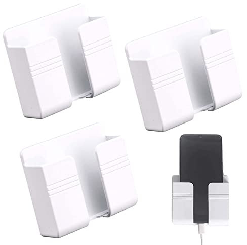 Dilightnews 3 Stück Selbstklebende Handy-Wandhalterung, Fernbedienung Aufbewahrungsbox, Fernbedienung Halter, Wandhalterung Handy Ladegerät Halterung, für wasserdichte Dusche Bett Nachttisch (Weiß)