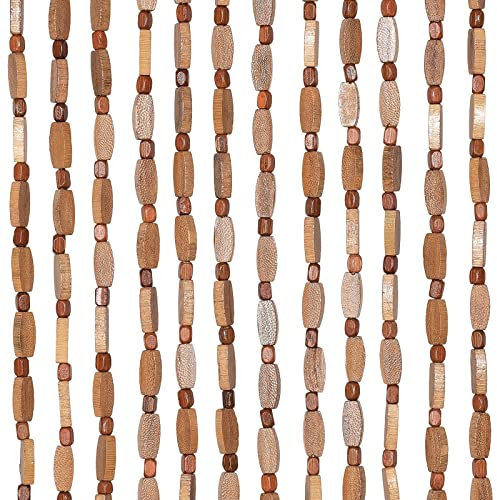 Osunnus Handmade Bamboo Beaded Curtain for Doorway 35.5 x 75 Inches 52 Strands Hanging Door Beads Hippie Curtain for Bedroom Living Room Boho Rustic Home Store Decor, Brown
