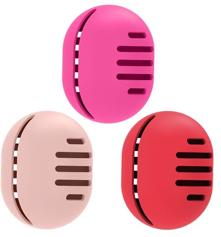 Fauxomor Lot de 3 Respirant Porte-éponge de Maquillage pour les Voyages,Support Eponge Maquillage en Silicone Incassable,étui Portable pour tous Les Types Beauty Blender,Rose+Rose Rouge+Rouge