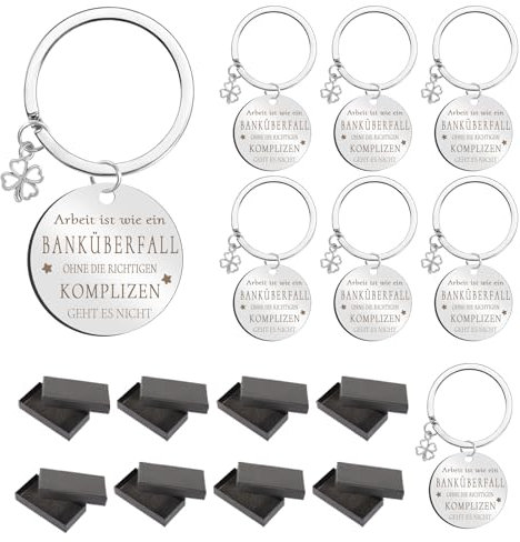 Schlüsselanhänger für Kollege, 8 Stücke Abschiedsgeschenk Kollegen Geschenk mit 8 Schwarz Geschenkboxen, Dankeschön Geschenke Beste Kollegin Geschenk für Arbeitskollegin