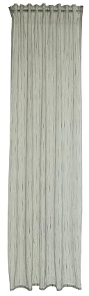 Homing halbtransparente gemusterte Gardine mit Streifen | dekorativer Vorhang Schwarz Weiß (1Stück) 245 x 140 cm (HxB)
