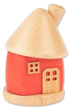 Holzwaren Egermann kleines rundes Räucherhaus aus Holz - Hübsches Rauchhaus in der Farbe: Rot - Maße: ca. 9 x 6 x 6 cm - Made in Germany