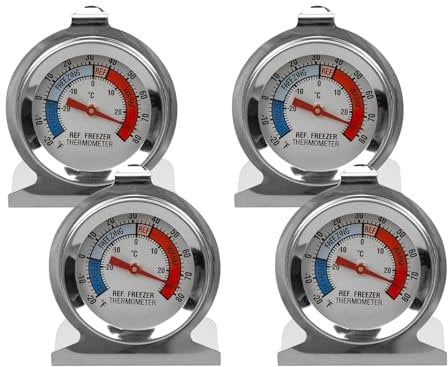 4-Pack Classic Series Large Dial Refrigerator Freezer Thermometer - Temperature Gauge for Fridge, Freezer, Cooler.