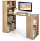 COSTWAY Scrivania per Computer con Libreria, Scrivania Salvaspazio Moderna con 6 Ripiani e Base Ampia, Scrivania Porta PC Moderna per Casa e Ufficio, 122 cm x 51 cm x 122 cm (Naturale)