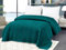 FEBE Tagesdecke Bettüberwurf Dunkelgrün 200x220 cm Überwurfdecke Samt Velvet Flauschig Mikrofaser Sofadecke Sofaüberwurf Zimmer Deko Throw Blanket