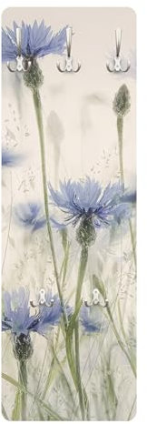 Bilderwelten Garderobe Gräser 105cm x 34cm Blumen Kornblumen Modern Garderobenhaken Garderobenpaneel Flurgarderobe Flur-Möbel Wandgarderobe Holz