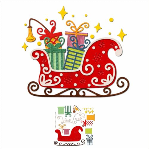 XMZZMX Weihnachts-Schlitten-Geschenk-Set, Metall-Stanzformen für Kartenherstellung, Papierprägung, Stanz-Set, Aufbewahrungstaschen, Zubehör, Scrapbooking-Schablonen
