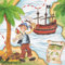 20 Servietten Kindermotiv Pirateninsel mit Landkarte als Tischdeko. Papierservietten mit Motiv. Auch für Decoupage und Serviettentechnik 33x33cm