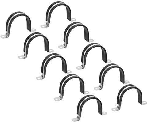 PATIKIL 2.17 inch/55mm Rigid Pipe Strap Clamp, 12 Pcs 304 Stainless Steel Two Hole U-Shape Tube Clip Pipe Fasten Holder for Pipe Fixing