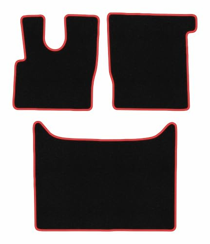Frankierer Velours Autoteppiche kompatibel zu DAF XF 106 Automat 2017 - Gute Qualität - Velours schwarz rot 3er Set