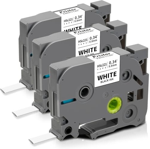 3x Pristar kompatibel Schrumpfschlauch als Ersatz für Brother HSe-221 HSe221 HS-221 Etikettenband Schwarz auf Weiß 8,8 mm für Brother PT-H500 PT-E300VP PT-E500 PT-E110 PT-750W PT-P710BT PT-E560BTVP