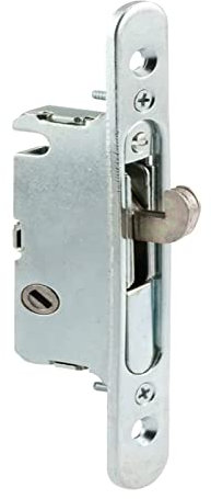HauSun Cerradura de mortaja con ranura de 45 grados y placa frontal redonda, ajustable, con resorte, repuesto para puertas correderas de patio construidas de madera, aluminio y vinilo, 4-0.63 pulgadas