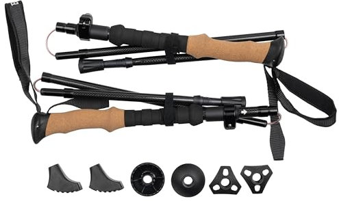 BIA Reinhold Carbon Wanderstöcke für Abenteuer, Wandern, Bergsteigen, Nordic Walking, Trekking. Ultraleicht 220g je Stock. 115-135cm Teleskop höhenverstellbar, für Schotter, Schnee, Matsch, Asphalt