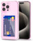 Svanove for iPhone 15 Pro Max Case Wallet Clear, Card Holder Case with Credit Card Slot, Thin Slim Transparent Silicone Grip Soft Rubber Protective Shockproof Airbag Bumper for Women, Light Pink