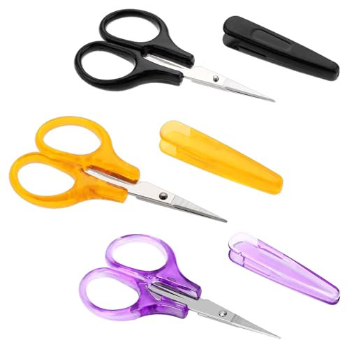 3 Stück Schere Set Edelstahl Allzweckschere mit Schutzhülle Kleine Bastelschere Bunt Mini High Precision Details Schere Präzise Gerade Feine Spitzen Design für Papier Schneiden Scrapbooking