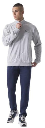 Everlast tuta uomo completo sport cotone non felpato full zip da ginnastica e tempo libero (IT, Testo, L, Regular, Regular, Grigio)