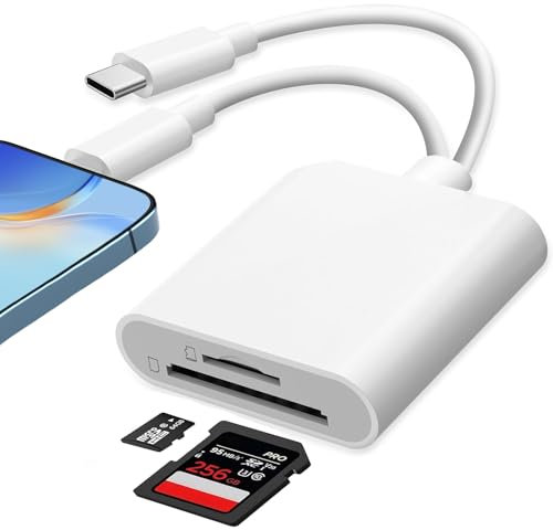 Oliveria USB C Card Reader, Type C Memory Card Reader for iPhone iPad, Dual SD/TF Slot, High Speed Data Transfer, Compatible with iPhone/iPad/Android/Camera