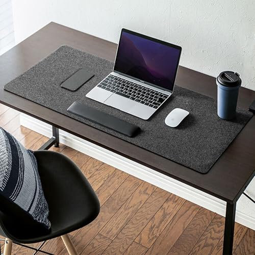 Rutschfeste Schreibtischunterlage, Filz-Schreibtischunterlage, Büro-Schreibtischschutz, Tastatur-Pad, großes Mauspad, Schreibtischunterlage zum Schreiben/Spielen/Lesen (90 x 30 cm, Dunkelgrau)