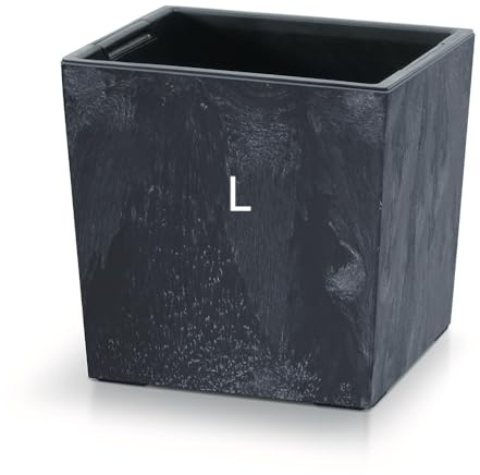 MELTOM Vaso da Fiori Effetto Cemento con Vaso 24 x 24 x H 23 cm Antracite