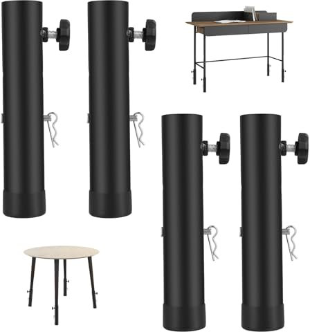 4 Pcs Table Leg Extenders Set, 20 cm/7.8 inch Metal Chair Leg Extenders, 2 Level Height Adjustable Screw Clamp, Rustless Furniture Riser Suitable for Folding Tables & Chairs Diameter Less Than 1.4in