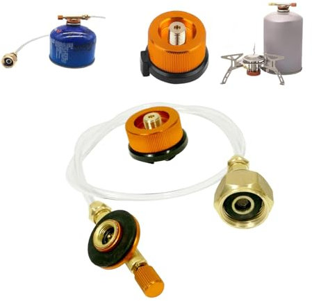 IUSOT Propan Refill Adapter für Outdoor Camping Herd - MaxAwe - Effizienter LPG Flachzylinder Koppler mit Gasschlauch für Gasflaschen Konvertierung.