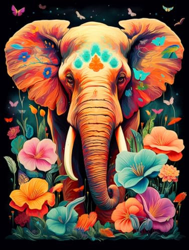jieyisier Diamond Painting Erwachsene,Diamond Painting Set für Erwachsene,Diamant Painting Bilder für Anfänger Elefant Paint with Diamonds für Home Wall Decor 12x16 Zoll