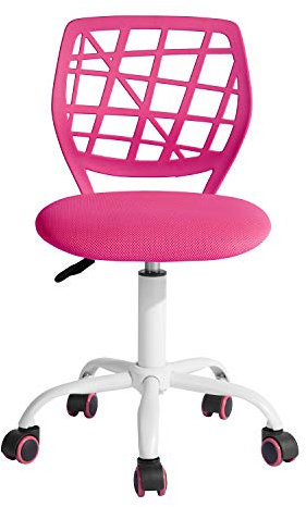 FurnitureR Silla de Gaming para niños, Silla de Oficina, Silla Gamer, Silla de Escritorio, diseño Moderno ergonómico, sin Brazos, Ajuste de Altura del Asiento, Ruedas de Goma, Color Rosa