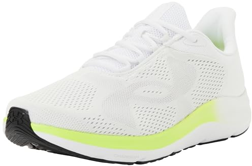Under Armour Men's Charged Pursuit 4 Big Logo, Breathable and Lightweight Running Shoes, Durable Men's Trainers with Traction Sole,White / High Vis Yellow / Halo Gray,10