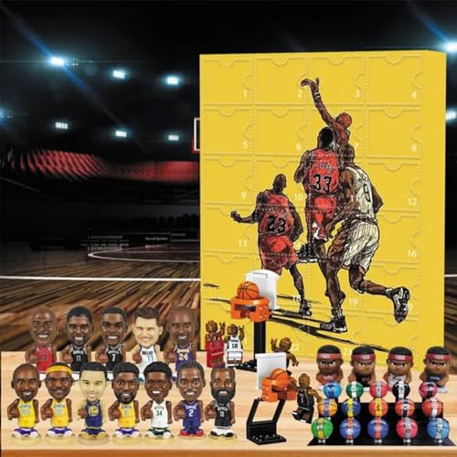 Basketball Adventskalender 2024 Jungen Basketball Geschenke, Weihnachts Countdown Kalender, Basketball Deko Set, Adventskalender Basketball mit 24 Basketball-Charakterzubehörteilen (A)