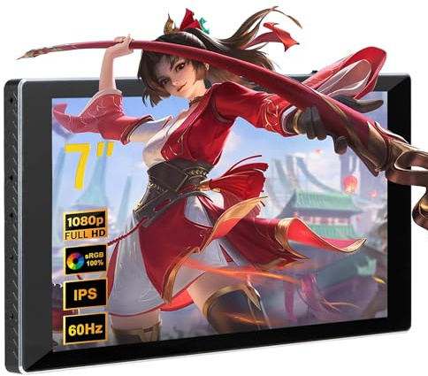 Pantalla táctil portátil de 7 pulgadas, IPS 1080P, 1920 x 1080, 60 Hz, pantalla mini LCD, segunda pantalla, USB C, HDMI, ultradelgada, para juegos, PS5, portátil Xbox