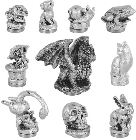 10Pcs Hinge Head Home Decoration,Vintage Animals Door Hinge Heads,Bronzed Animals Hinge Head Magnet,Various Shapes Home Decoration Suitable for Room Decoration (Silver)