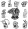 10Pcs Hinge Head Home Decoration,Vintage Animals Door Hinge Heads,Bronzed Animals Hinge Head Magnet,Various Shapes Home Decoration Suitable for Room Decoration (Silver)