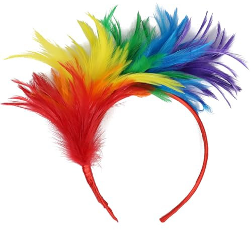 BCHKO Feder Stirnband Fascinator Stirnbänder Cosplay Haarband Karneval Party Kopfschmuck Regenbogen Feder Haarreif Feder Kopfbedeckung Kostüm für Ostertag Hochzeit Halloween Party