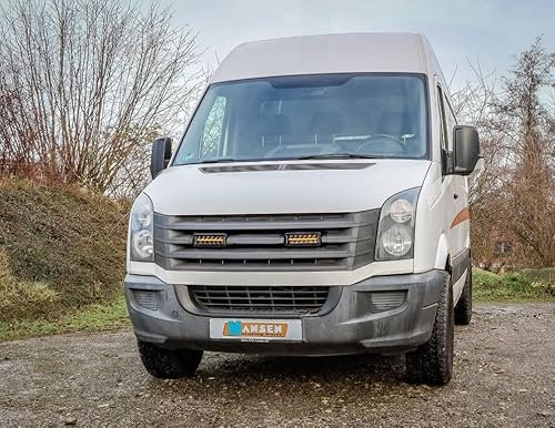 EURALIGHT Kühlergrill Kit passend für VW Crafter (2012-2016) inkl. 2 LED Fernscheinwerfer Komplettset eintragungsfrei gemäß ECE R149 AGB