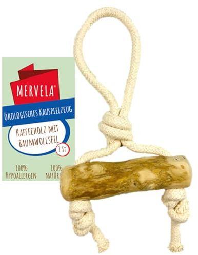 MERVELA® Kauseil aus Baumwolle mit Kaffeeholzknochen für Hunde – Natürliches Kauspielzeug, Zahnpflege & Langlebig – Für alle Hundegrößen (Kauseil 6)