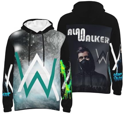 MZPQDKSLK Unisex Men Women Alan Druck Hoodie Kapuzenpullover Walker Langarm Pullover Sweatshirt mit Taschen Musik DJ Kleidung Merch für Fans