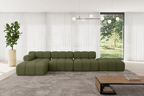 ALTDECOR Modulares Sofa Ecksofa in L-Form Corner modular Sofa Eckcouch Couch Wohnlandschaft Cauchsofa Polstersofa Lizur-L2-380x160x70 cm Grün