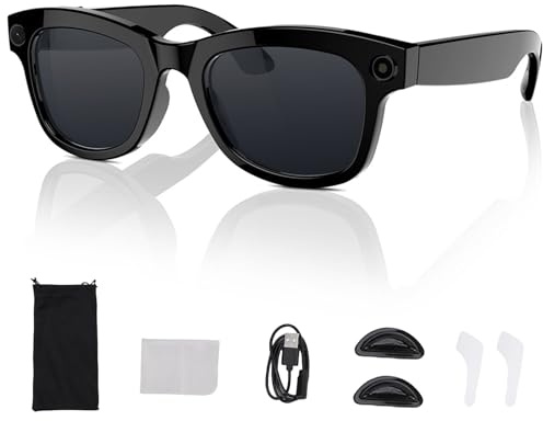 Yanmis Gafas Inteligentes, Gafas Traductor de IA Bluetooth con Cámara HD de 5MP 1080p, Altavoces, Llamadas Musicales, 26 Idiomas Traducción (Gafas de Sol)