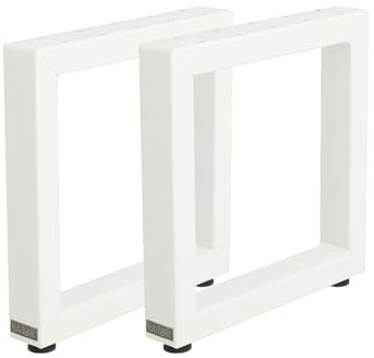 Bankgestell ohne Lehne 60/40 aus Stahl pulverbeschichtet – Höhe 42 cm Tiefe 40 cm Profil 60x40 mm, stabiles Metall Untergestell für Bänke Sitzmöbel Gartenmöbel (Weiß, 2er-Set)