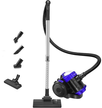 7Sevenjokers Aspirapolvere senza sacchetto, 1000 W, per parquet, tappeto, piastrelle, potente aspirapolvere con cavo da 4 m, cavo automatico, 1,5 l