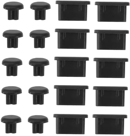ERINGOGO 10 Paar Staubschutz Stecker Satz 3,5mm Kopfhörer Klinkenstecker Und Typ-c Anschlussstecker Kompatibel Für Smartphones Und Laptops Schwarz